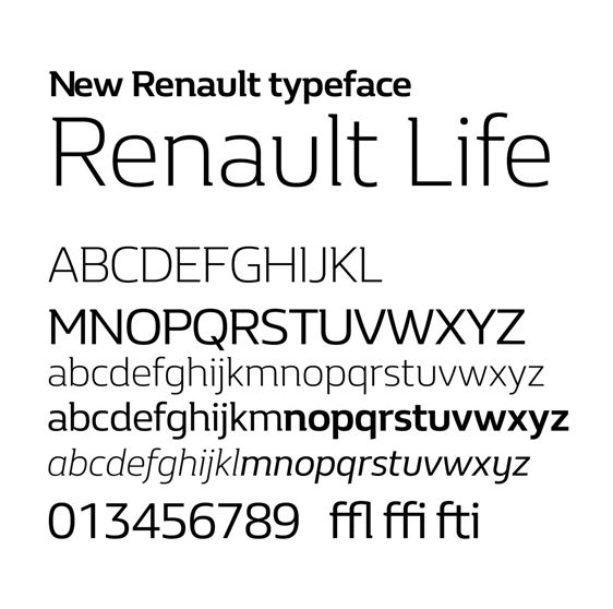 Пример начертания шрифта Renault Life