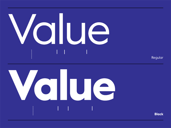 Пример начертания шрифта Value Sans