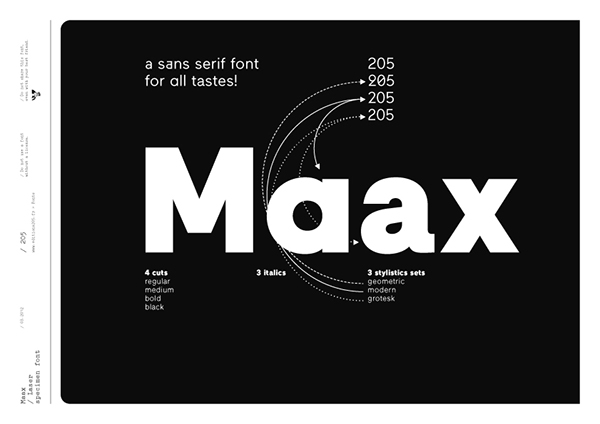 Пример начертания шрифта Maax