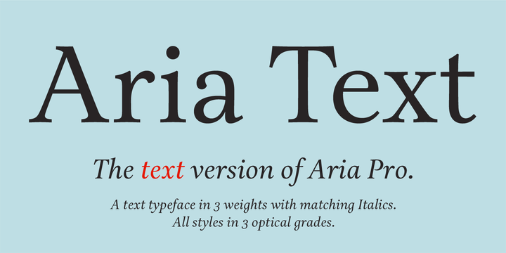 Пример начертания шрифта Aria Text