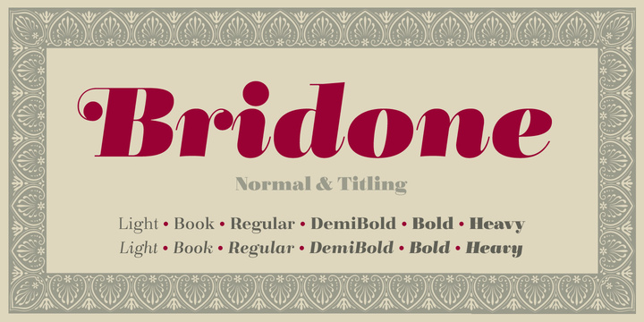 Пример начертания шрифта Bridone