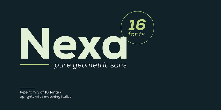 Пример начертания шрифта Nexa