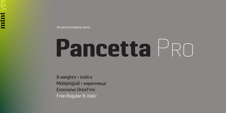 Пример начертания шрифта Pancetta Pro