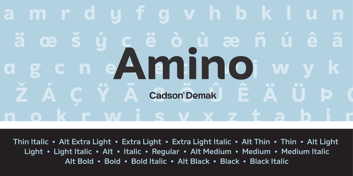 Пример начертания шрифта Amino