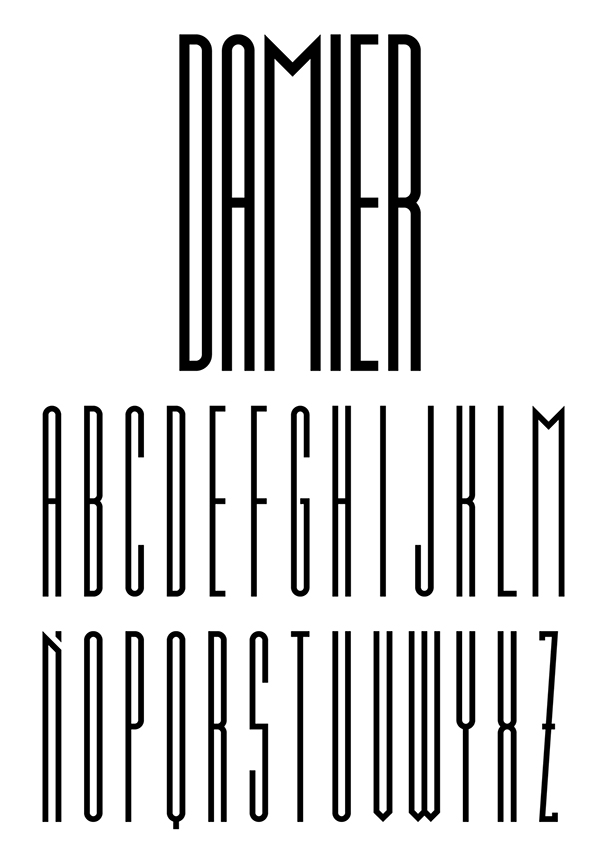 Пример начертания шрифта DAMIER