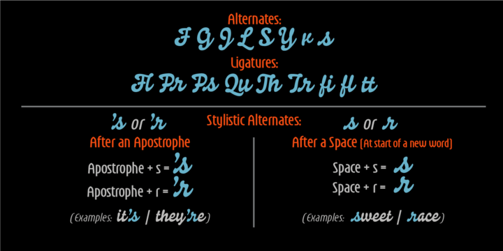 Пример начертания шрифта Joyscript Two