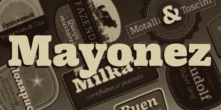 Пример начертания шрифта Mayonez