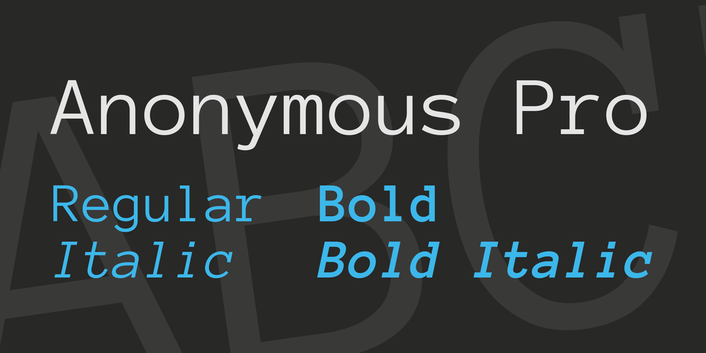 Пример начертания шрифта Anonymous Pro