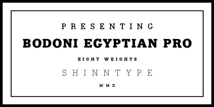 Пример начертания шрифта Bodoni Egyptian Pro