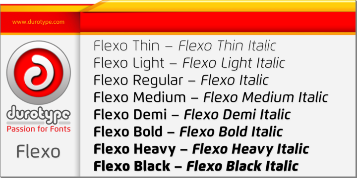 Пример начертания шрифта Flexo