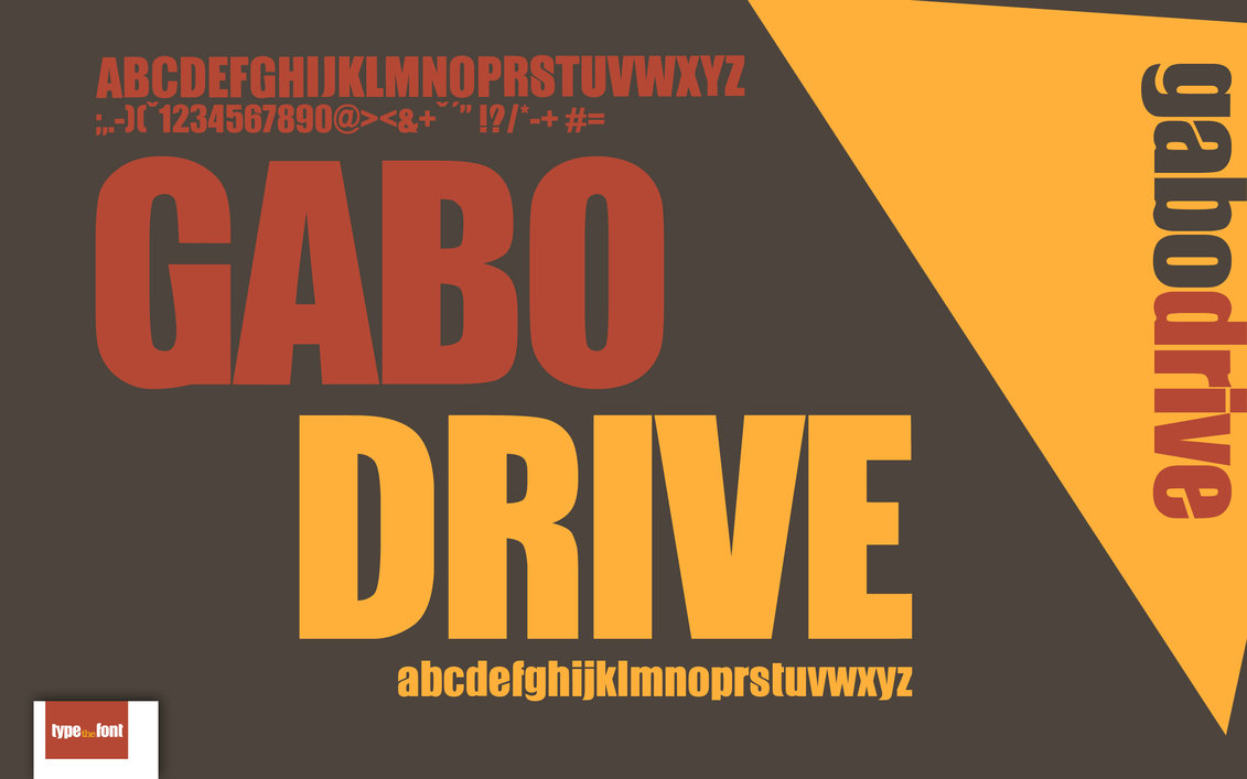 Пример начертания шрифта Gabo Drive