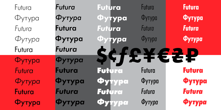 Пример начертания шрифта Futura PT