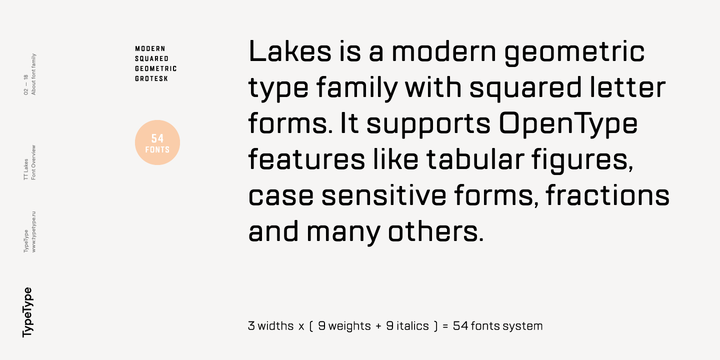 Пример начертания шрифта TT Lakes