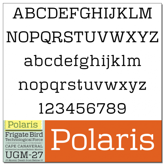 Пример начертания шрифта Polaris