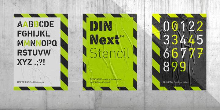 Пример начертания шрифта DIN Next Stencil