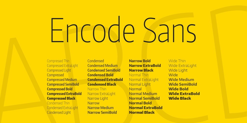 Пример начертания шрифта Encode Sans Semi Expanded