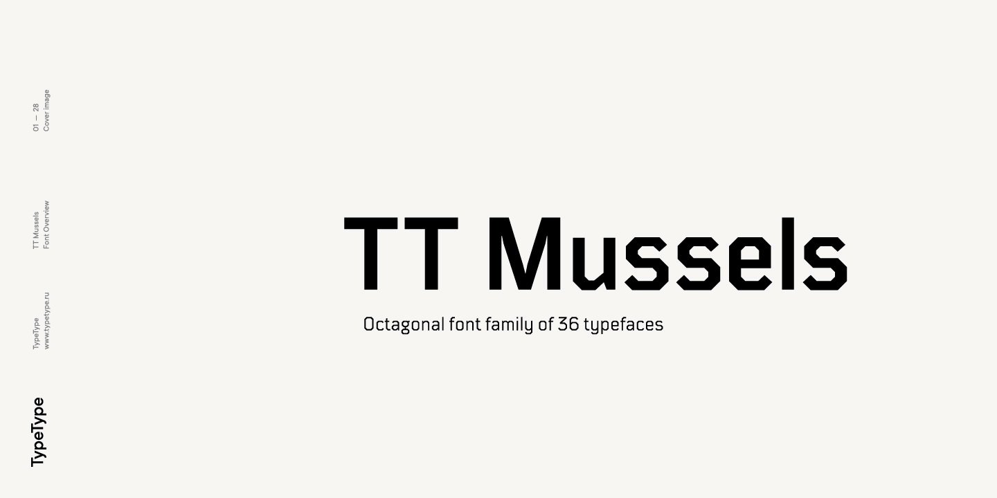Пример начертания шрифта TT Mussels