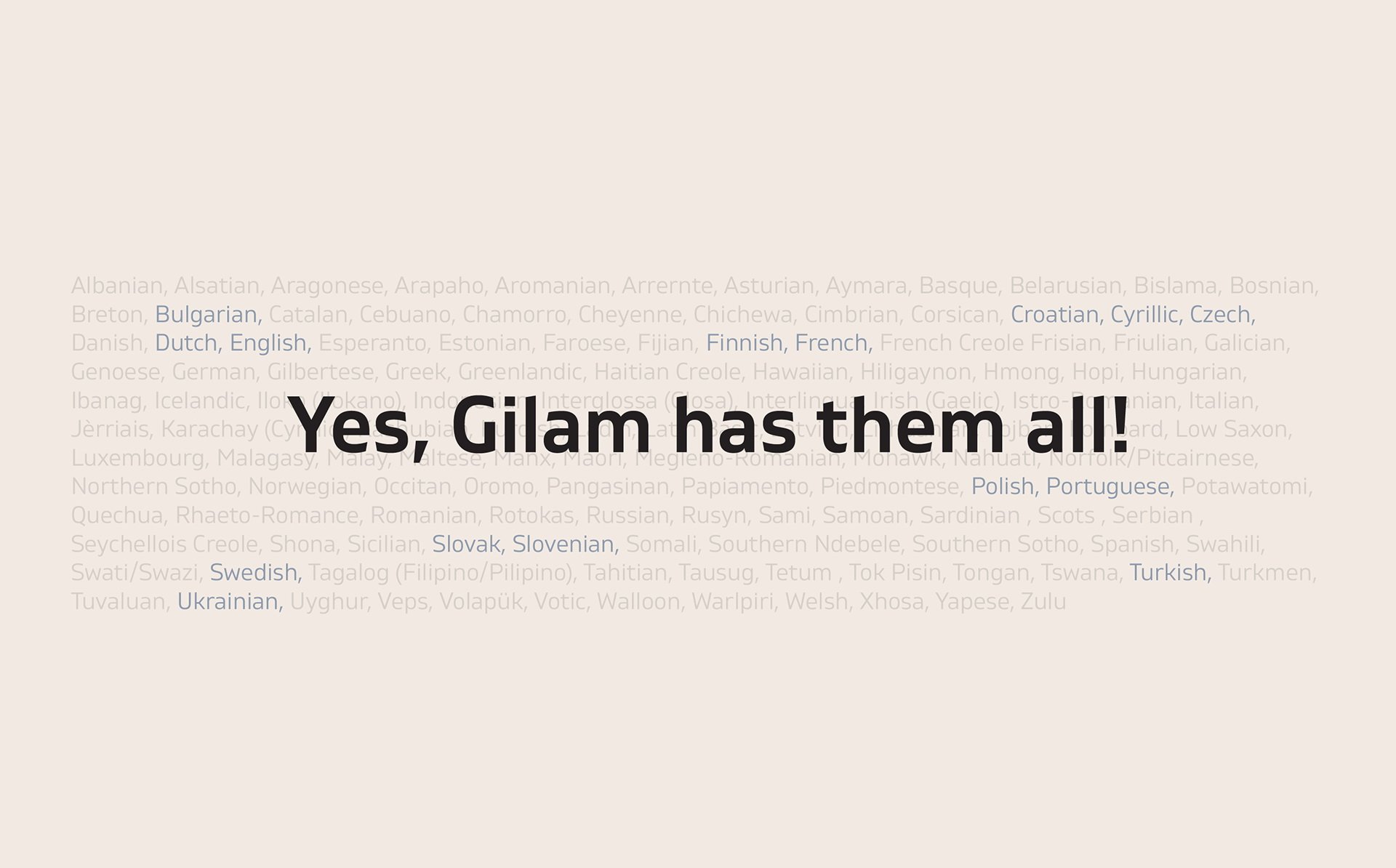 Пример начертания шрифта Gilam