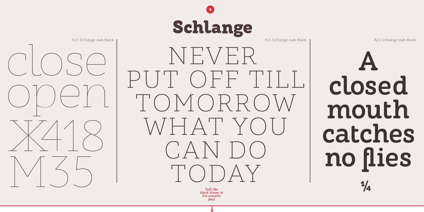 Пример начертания шрифта ALS Schlange Sans