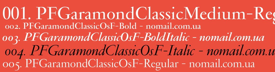 Пример начертания шрифта PF Garamond Classic