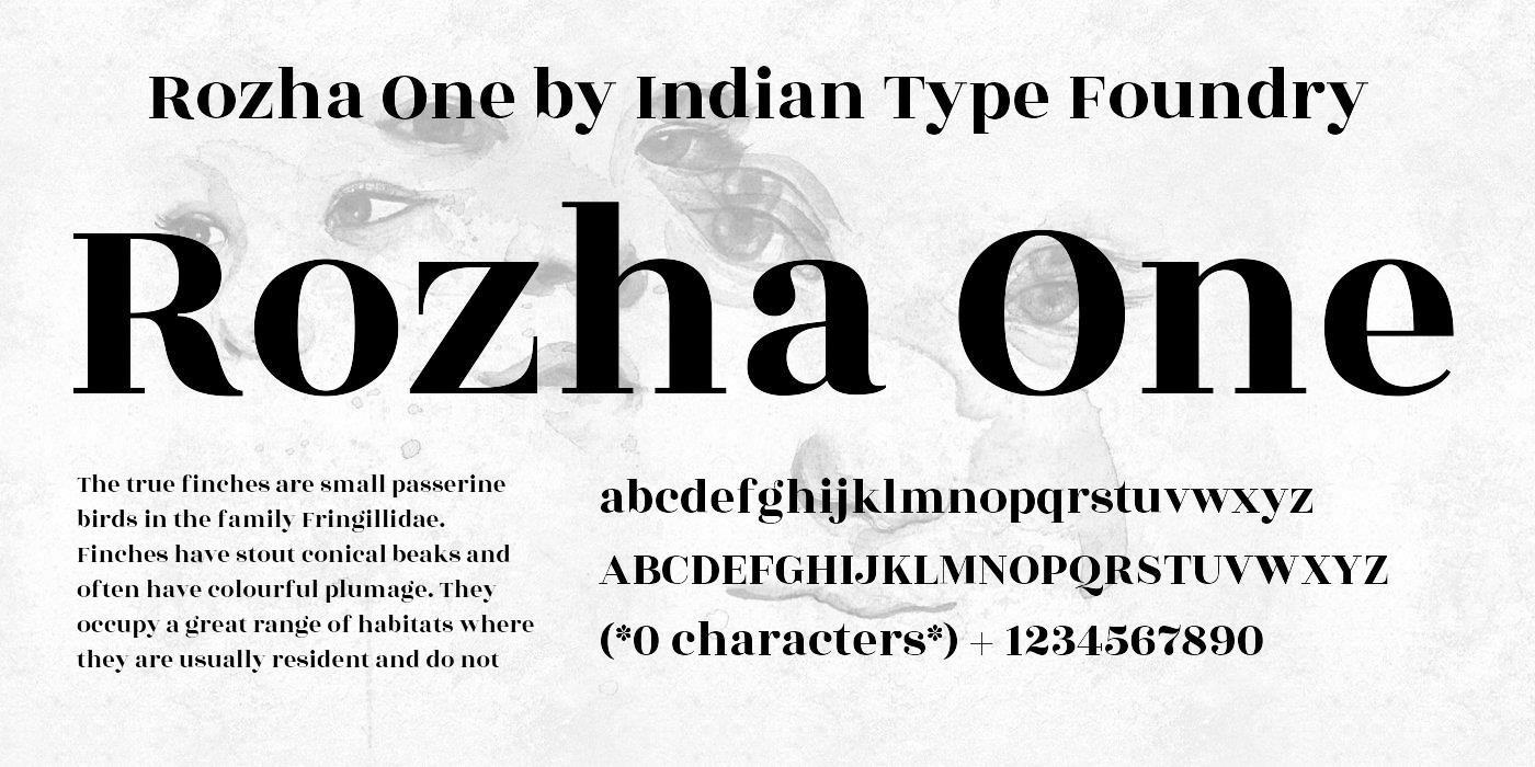 Пример начертания шрифта Rozha One