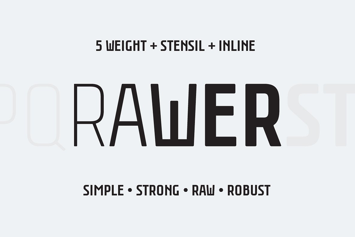 Пример начертания шрифта Rawer Condensed
