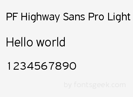 Пример начертания шрифта PF Highway Sans Pro