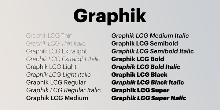 Пример начертания шрифта Graphik LCG