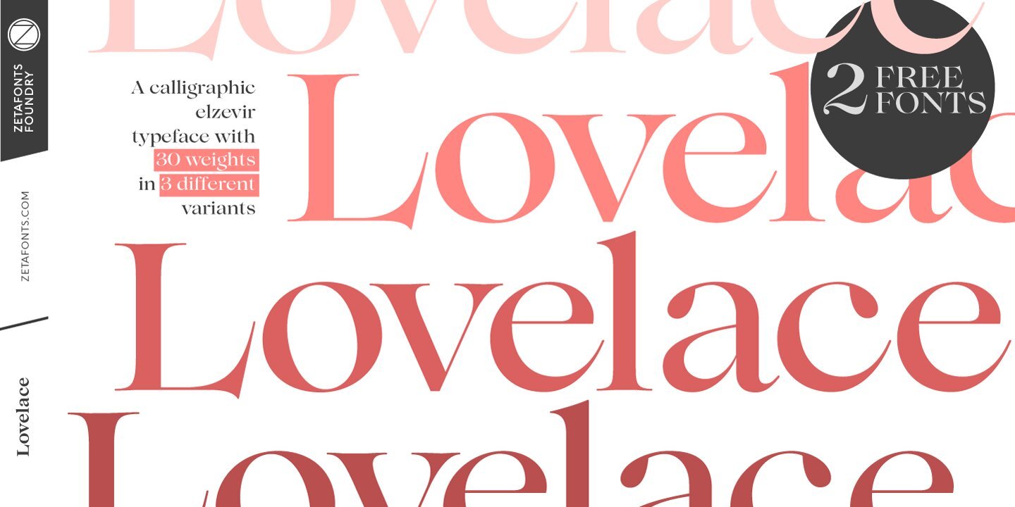 Пример начертания шрифта Lovelace