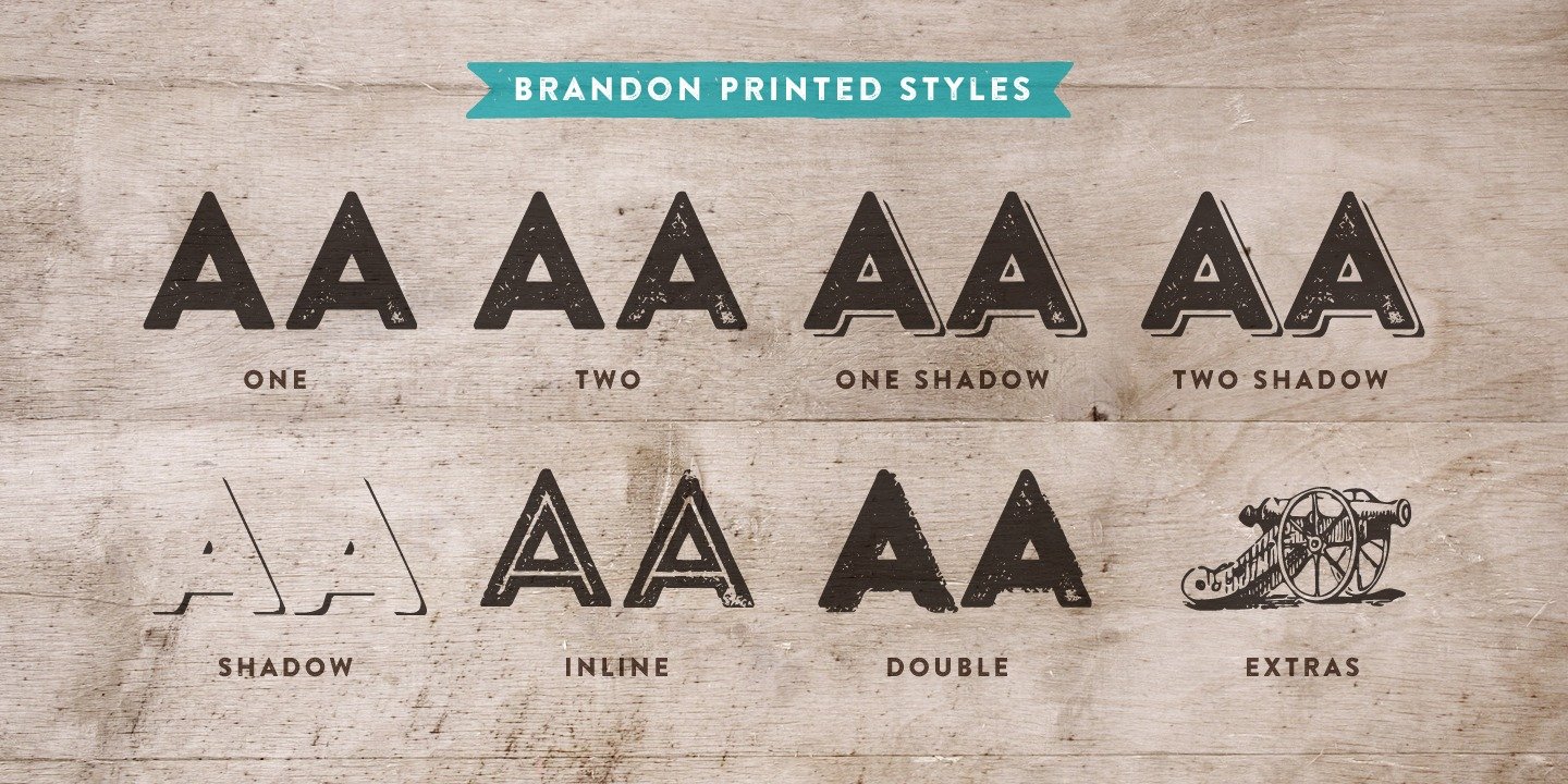 Пример начертания шрифта Brandon Printed