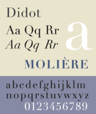 Пример начертания шрифта Didot