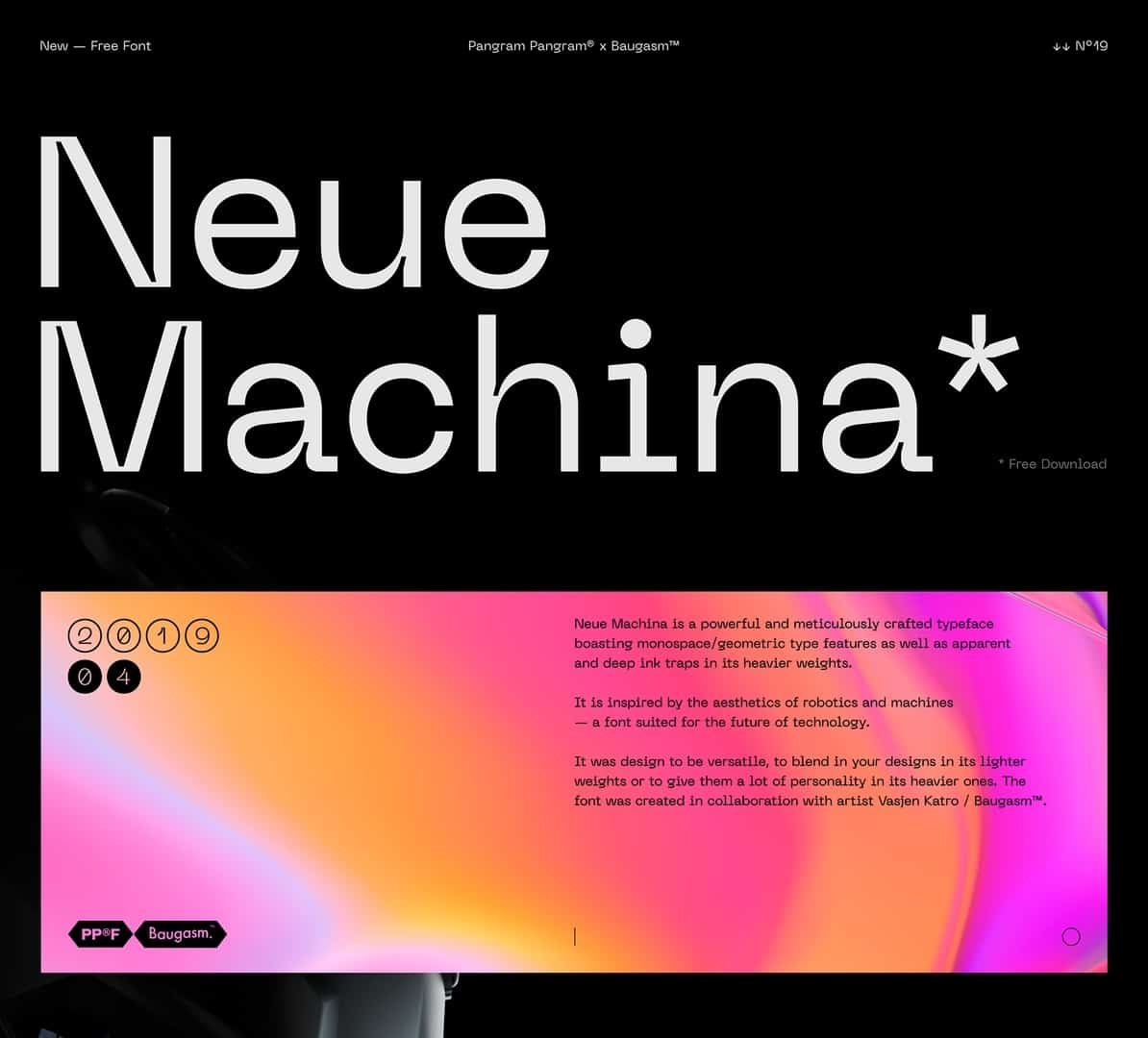 Пример начертания шрифта Neue Machina
