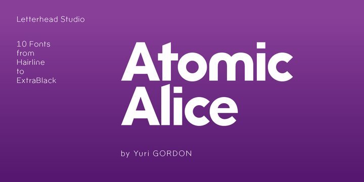 Пример начертания шрифта Atomic Alice