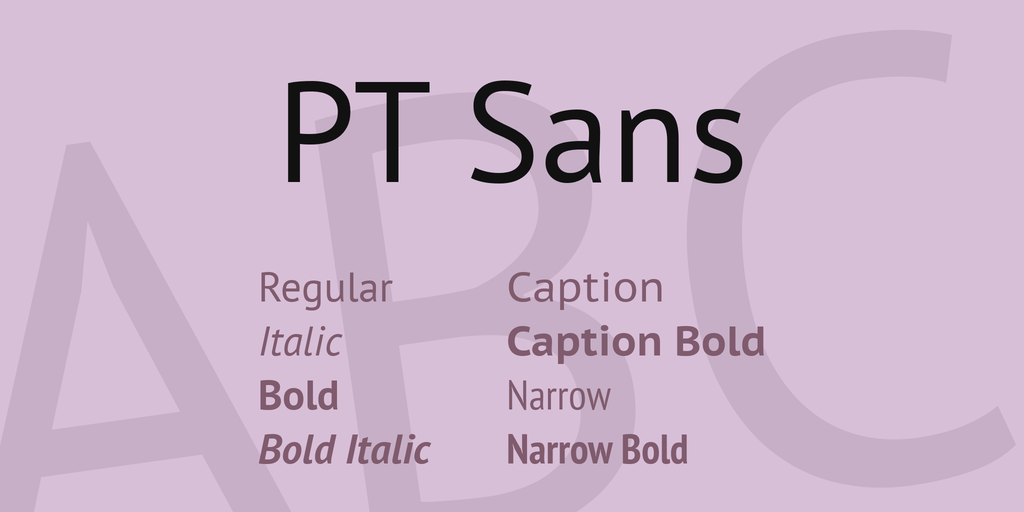 Пример начертания шрифта PT Sans