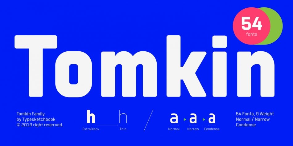 Пример начертания шрифта Tomkin