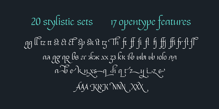 Пример начертания шрифта Vinneta
