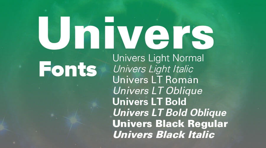 Пример начертания шрифта Univers